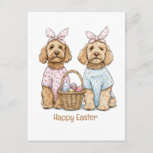 Happy Easter Goldendoodle Dogs Holiday Postcard