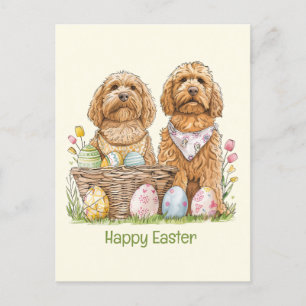 Happy Easter Goldendoodle Dogs Holiday Postcard
