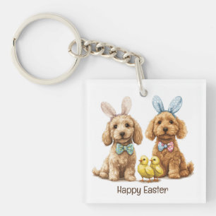 Happy Easter Goldendoodle Dogs Keychain
