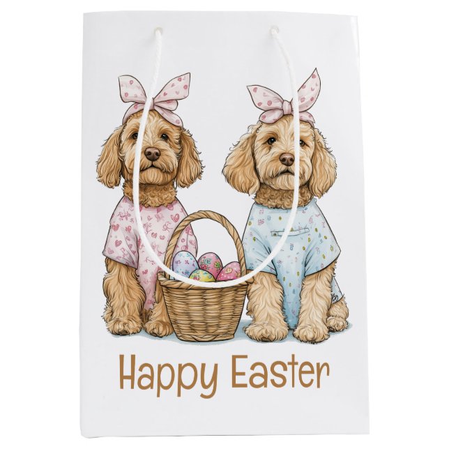 Happy Easter Goldendoodle Dogs Medium Gift Bag (Front)