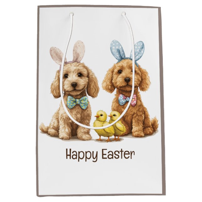 Happy Easter Goldendoodle Dogs Medium Gift Bag (Front)