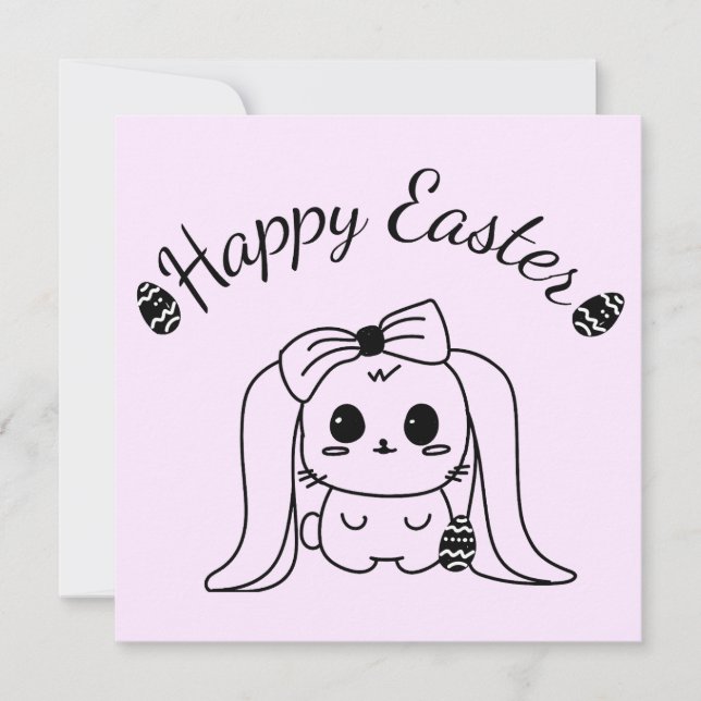 Happy Easter Gothic Modern Bunny Card Blank Inside (Front)