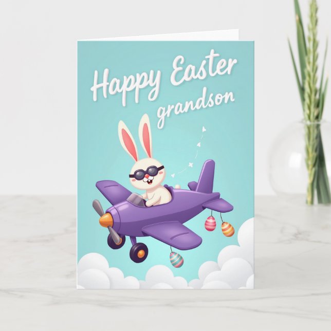 Happy Easter Grandson Plane Card (Front)
