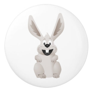 "HAPPY EASTER " GRAY BUNNY CERAMIC KNOB