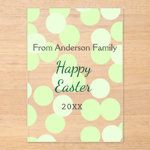 Happy Easter gray green polka dots family name Acrylic Invitations