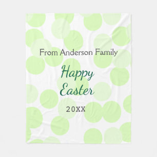 Happy Easter gray green polka dots family name Fleece Blanket