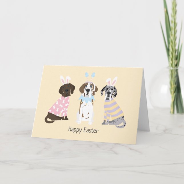 Happy Easter Great Dane Dogs Holiday Card (Front)
