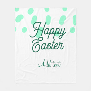 Happy Easter green eggs pastel name date simple Fleece Blanket
