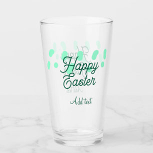 Happy Easter green eggs pastel name date simple Glass