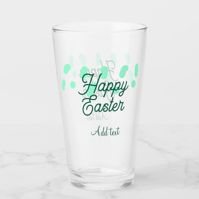 Happy Easter green eggs pastel name date simple  Glass (Front)