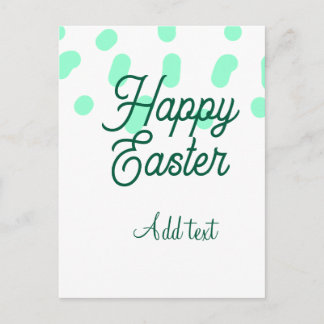 Happy Easter green eggs pastel name date simple  Holiday Postcard