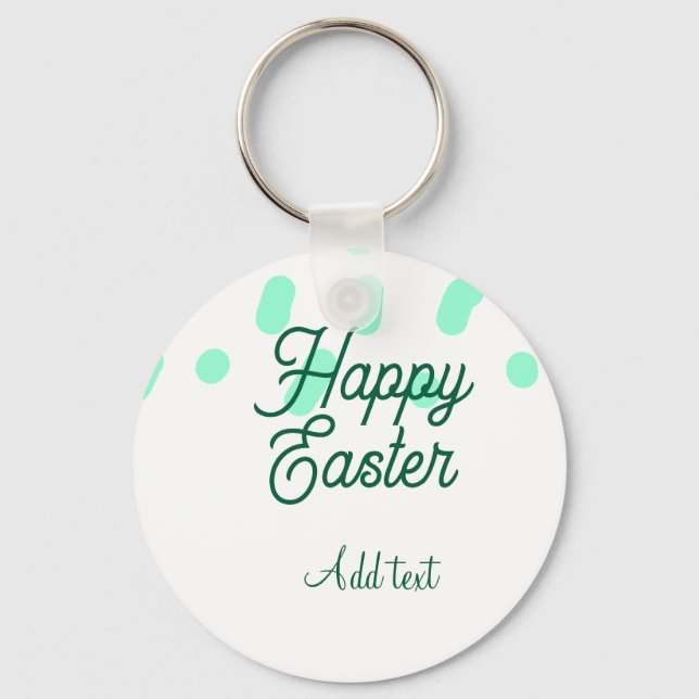 Happy Easter green eggs pastel name date simple  Keychain (Front)