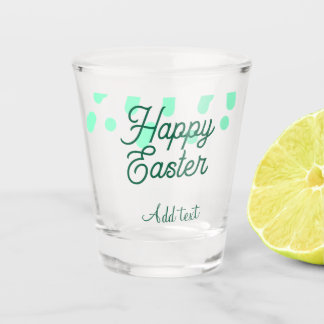 Happy Easter green eggs pastel name date simple  Shot Glass