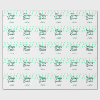 Happy Easter green eggs pastel name date simple  Wrapping Paper