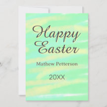 Happy Easter green yellow pastel gray name year 