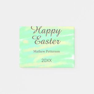 Happy Easter green yellow pastel gray name year  Post-it Notes