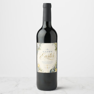 Happy Easter Greeting ,Elegant Floral and pastel Wine Label