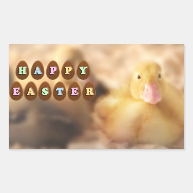 Happy Easter Greetings from Cute Duckling Sticker (Front)