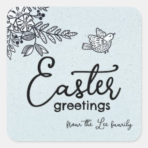 Happy Easter Greetings Personalized Springtime Squ Square Sticker