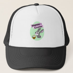 Happy Easter! Grey Bunny Trucker Hat