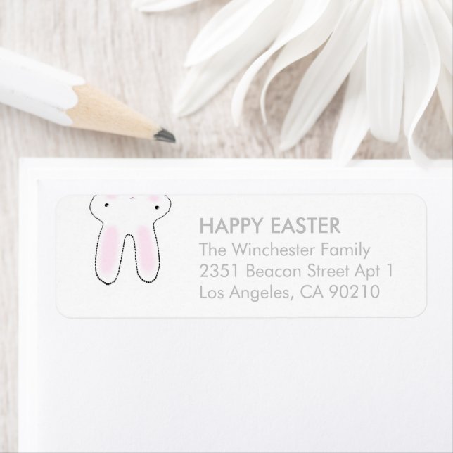 Happy Easter grey cute funny bunny address (Insitu)