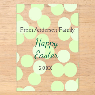 Happy Easter grey green polka dots family name Acrylic Invitations