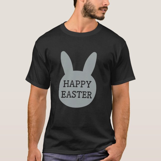 Happy Easter Grey Rabbit Spring Festival Design T-Shirt (Front)