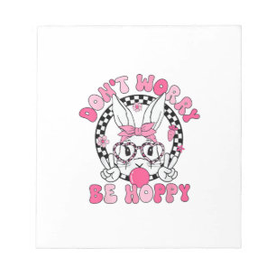 Happy Easter Groovy Bunny Face Don't Worry Be Hopp Notepad