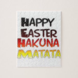 Happy Easter: Hakuna Matata Text Art Design Jigsaw Puzzle