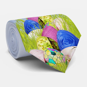 Happy Easter Half-Dozen Eggs Floral Photography Tie