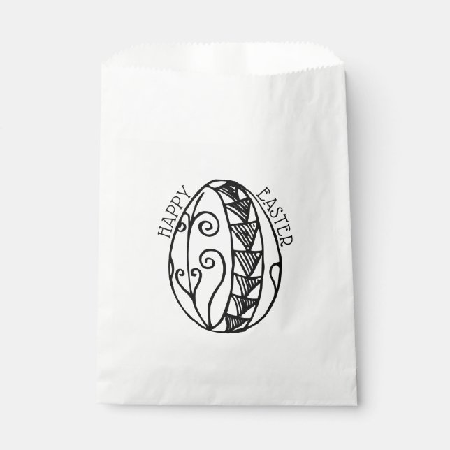 Happy Easter Hand Drawn Easter Egg Adult Colouring Favour Bag (Front)