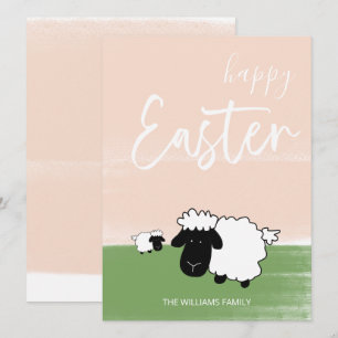 Happy Easter Happy Sheeps Illustration Holiday Card