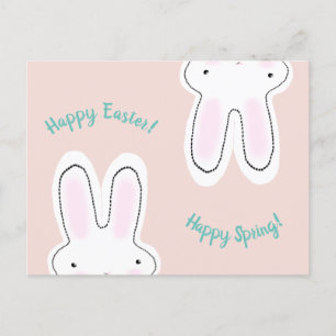 Happy Easter Happy Spring blush pink cute bunny  Postcard