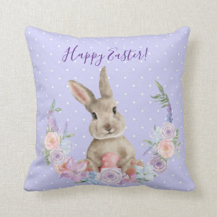 Happy Easter / Happy Spring Bunny Rabbit   Throw Pillow