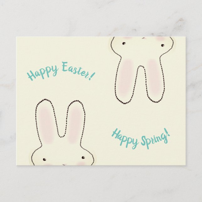 Happy Easter Happy Spring cream cute bunny funny  Postcard (Front)