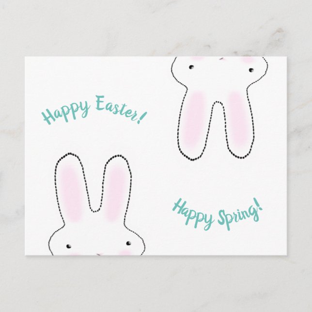 Happy Easter Happy Spring cute bunny funny  Postcard (Front)