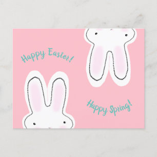 Happy Easter Happy Spring pink cute bunny funny Postcard