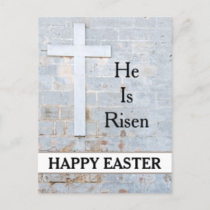 Happy Easter He is Risen Cross Church Service Holiday Postcard