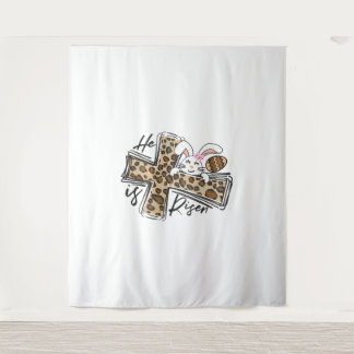 Happy Easter He Is Risen Jesus Cross Easter Bunny Tapestry