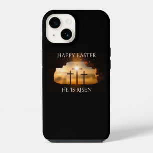 Happy Easter He is Risen Three Crosses Holiday iPhone 14 Case