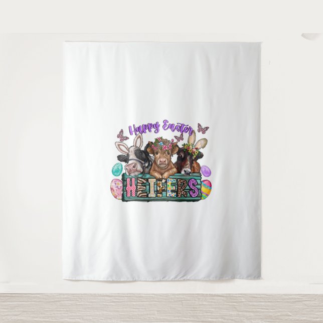 Happy Easter Heifers Tapestry (Front)