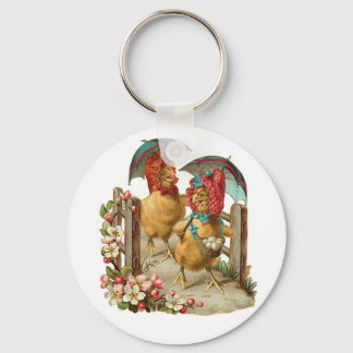 Happy Easter Hens Vintage Keychain
