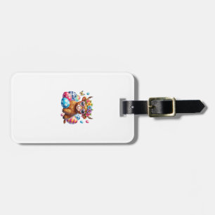 Happy Easter Highland Cow Heifer Easter Day Farmer Luggage Tag