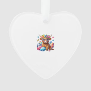 Happy Easter Highland Cow Heifer Easter Day Farmer Ornament