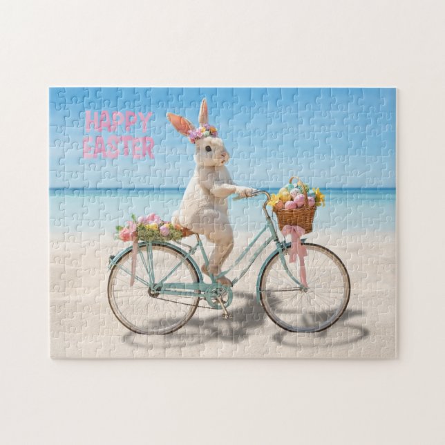 Happy Easter Hilton Head Island Bicycle on Beach Jigsaw Puzzle (Horizontal)