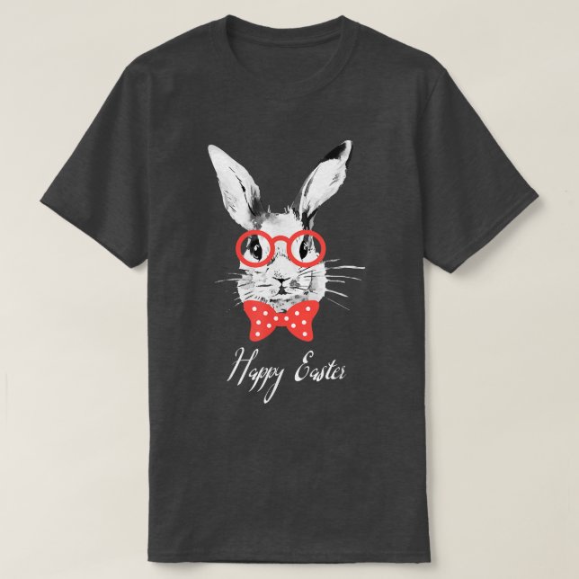 Happy Easter Hipster Bunny Rabbit  T-Shirt (Design Front)