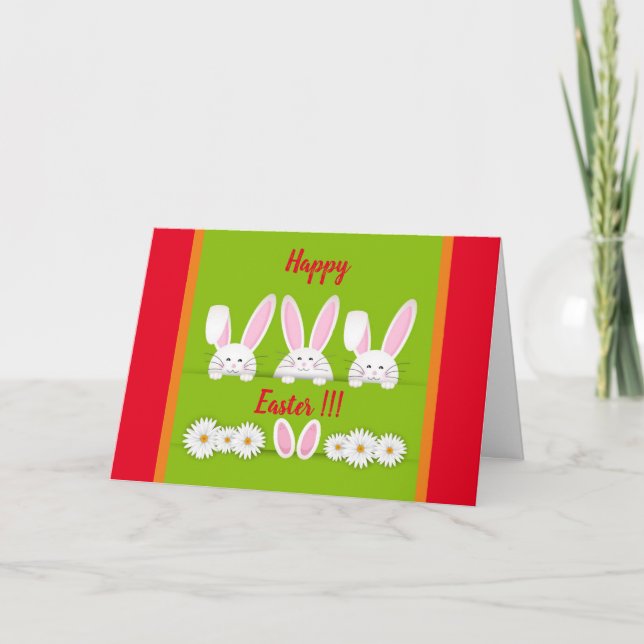 Happy Easter Holiday Bunny Floral Holiday Cards (Front)