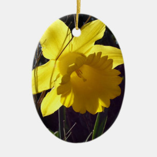 Happy Easter holiday ornament, dove and flower Ceramic Ornament