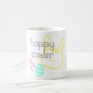 happy easter holiday pastel eggs bunny coffee mug
