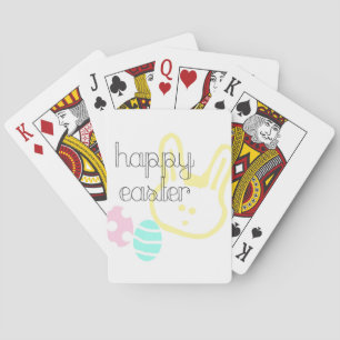happy easter holiday pastel eggs bunny playing cards